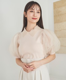 襟付きシアースリーブニット