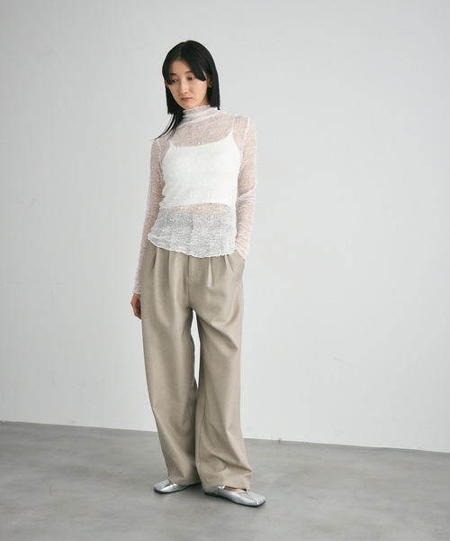 Lutim by u(ルチバイユー)の「Bottole neck lace tops/ボトルネックレーストップス(Tシャツ/カットソー・レディース・アイボリー/ブラック・FREE)」の3枚目の写真