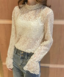 Lace Ladies | シアー 花柄 レース ハイネック ブラウス(その他トップス)