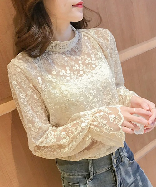Lace Ladies(レースレディース)の「シアー 花柄 レース ハイネック ブラウス(その他トップス・レディース・ホワイト/アイボリー・XL/M/S)」の18枚目の写真