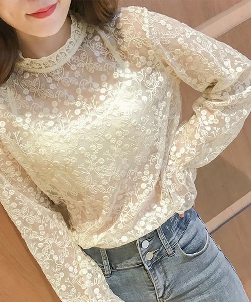 Lace Ladies(レースレディース)の「シアー 花柄 レース ハイネック ブラウス(その他トップス・レディース・ホワイト/アイボリー・XL/M/S)」の19枚目の写真