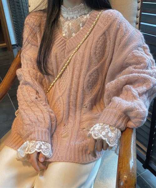 Lace Ladies(レースレディース)の「シアー 花柄 レース ハイネック ブラウス(その他トップス・レディース・ホワイト/アイボリー・XL/M/S)」の5枚目の写真
