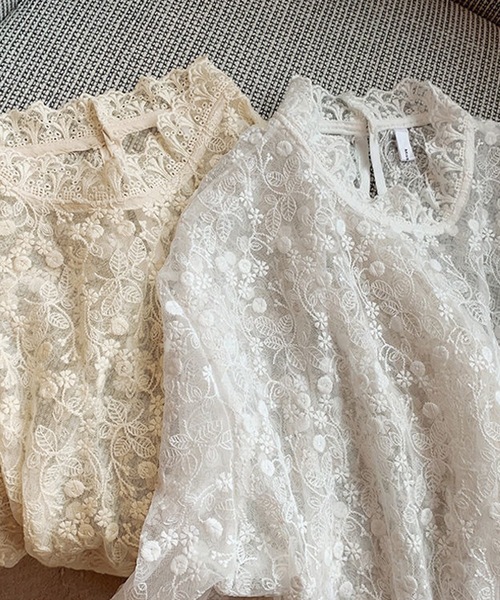 Lace Ladies(レースレディース)の「シアー 花柄 レース ハイネック ブラウス(その他トップス・レディース・ホワイト/アイボリー・XL/M/S)」の8枚目の写真