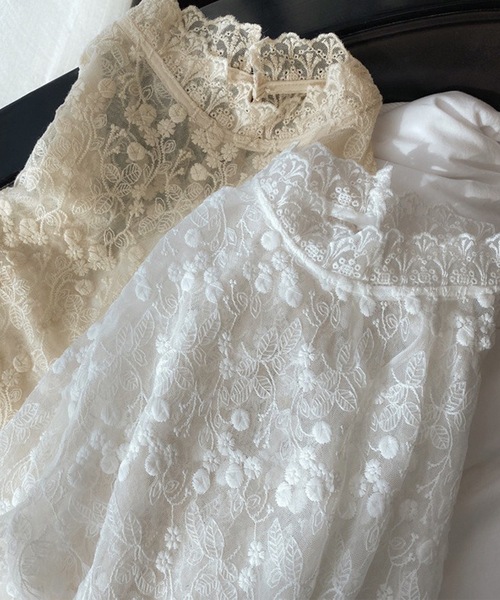 Lace Ladies(レースレディース)の「シアー 花柄 レース ハイネック ブラウス(その他トップス・レディース・ホワイト/アイボリー・XL/M/S)」の9枚目の写真