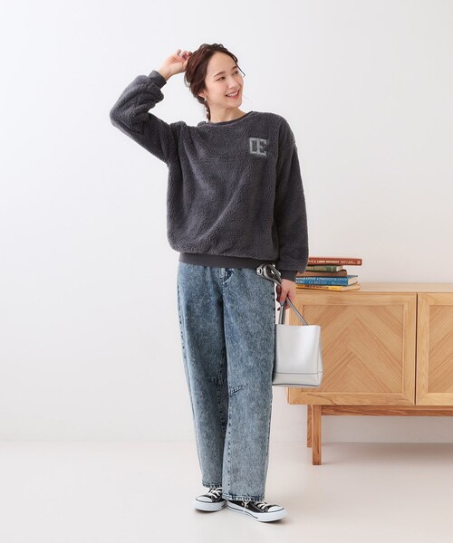 Cutie Blonde（キューティーブロンド）の「【洗える/S-LL】毛布に包まれているような着心地 やわらかボアトップス（Tシャツ/カットソー・レディース・グレー/チャコールグレー・01/02/04/03）」の9枚目の写真