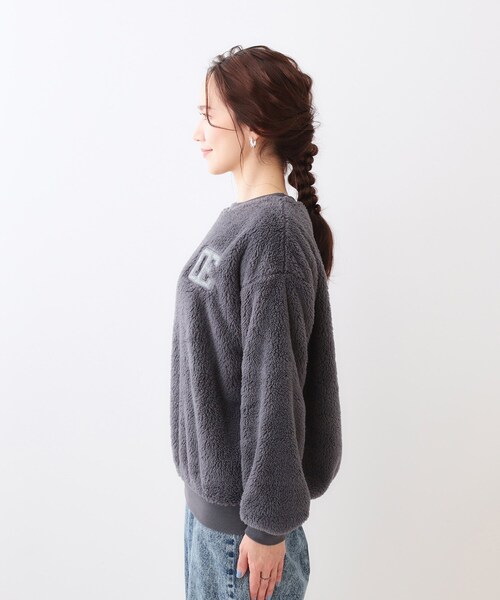 Cutie Blonde（キューティーブロンド）の「【洗える/S-LL】毛布に包まれているような着心地 やわらかボアトップス（Tシャツ/カットソー・レディース・グレー/チャコールグレー・01/02/04/03）」の12枚目の写真