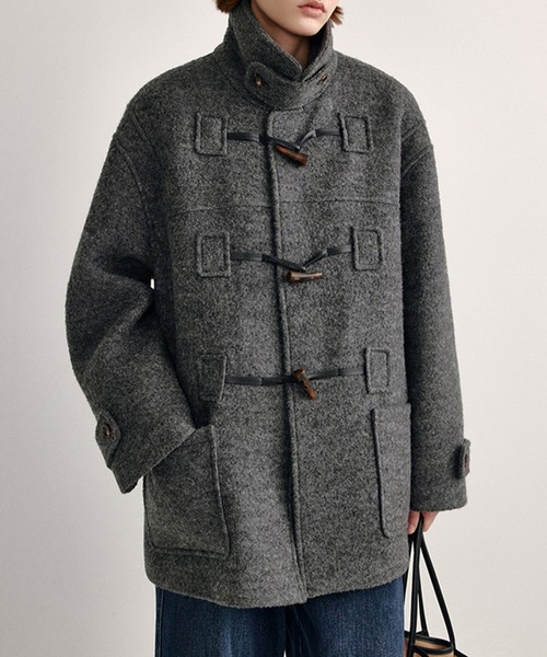 Fano Studios ワイドカラーミドルダッフルコート ウール混 ハーフハイカラー ミドルダッフルコート FD24W377【Fano