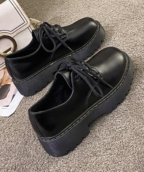 Teem Store（チームストア）の「【軽量】トラックソール厚底シンプル レースアップ オックスフォードシューズ 身長盛れ（ドレスシューズ・レディース・ブラック・S/M/L）」の15枚目の写真