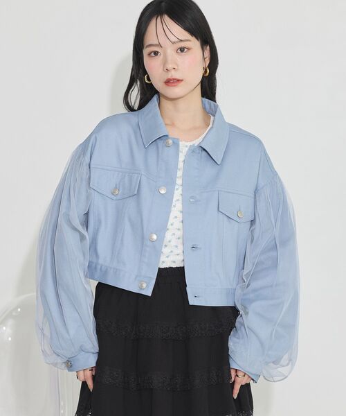 セール】チュールレイヤードバックレースアップジャケット