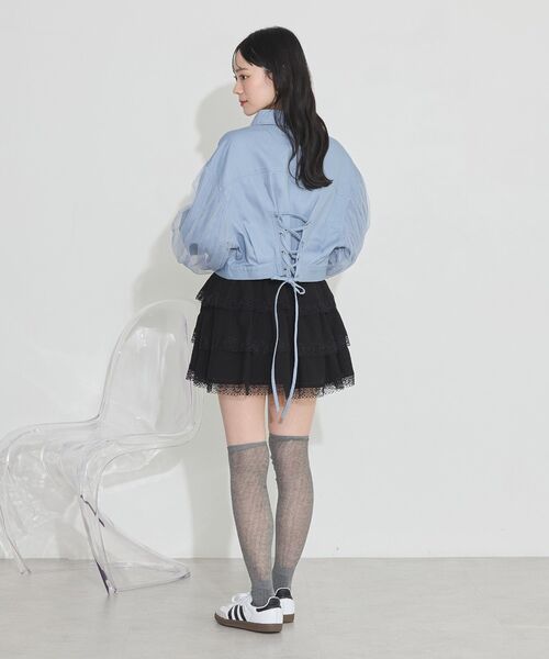 セール】チュールレイヤードバックレースアップジャケット