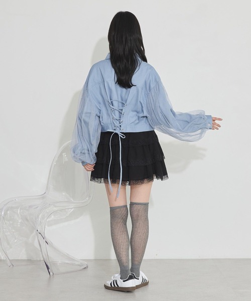 ラベルエチュード　バックレースアップデニムジャケット ラベルエチュードバックレースアップデニムジャケット