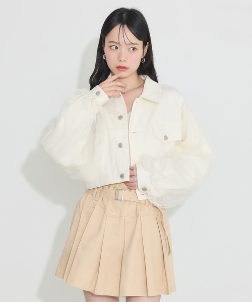 セール】チュールレイヤードバックレースアップジャケット