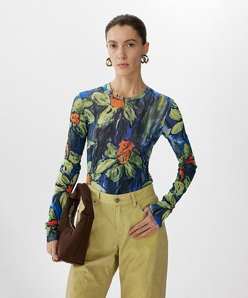 Suede Patch Print Slim Fit Top /BADTASTE