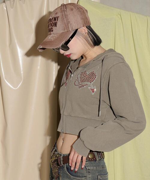 dispark（ディスパーク）の「DISPARK/HEARTDEVILピグメントパーカー（パーカー・レディース・チャコールグレー/ベージュ・FREE）」の6枚目の写真