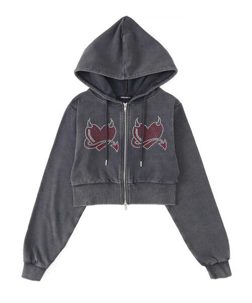 パーカー DISPARK/「25年春夏新作」HEARTDEVILピグメントパーカー レディース DISPARK/【25年春夏新作】HEARTDEVILピグメントパーカー