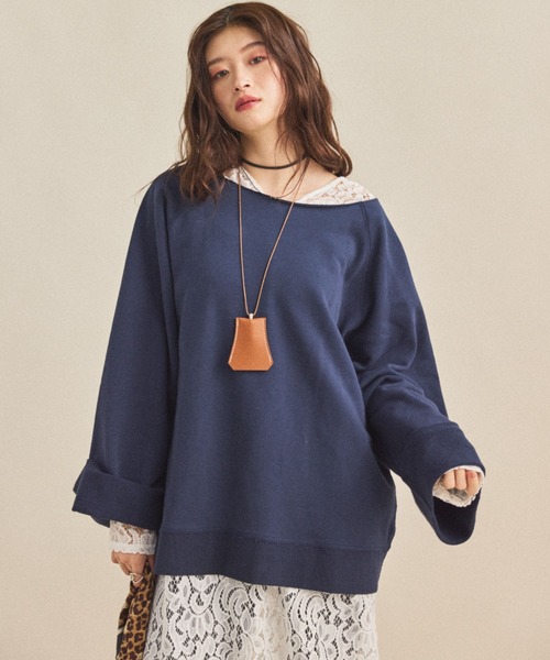 MIRROR STOKE(ミラーストーク)の「≪WEB限定≫【新色追加】SWEAT LOOSE PULLOVER/スウェットルーズプルオーバー(Tシャツ/カットソー・レディース・ピンク/イエロー/アイボリー/グレー/ブラウン/ネイビー・MEDIUM)」の5枚目の写真