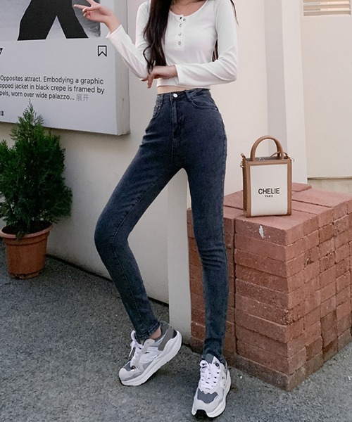 meJane（ミージェーン）の「ストレッチ スキニーパンツ（デニムパンツ・レディース・ブラック/インディゴブルー/スミクロ・S/M/L）」の4枚目の写真