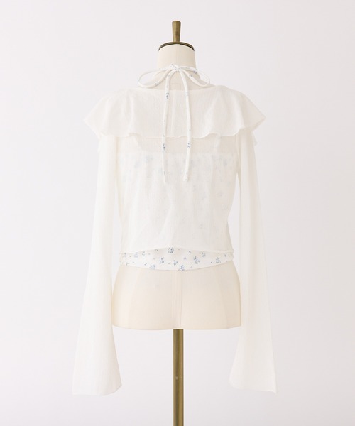 one after another NICE CLAUP（ワンアフターアナザーナイスクラップ）の「キャミ付きフリルカーディガン（アンサンブル・レディース・オフホワイト/ブラック/ピンク/ホワイト系その他・FREE）」の7枚目の写真