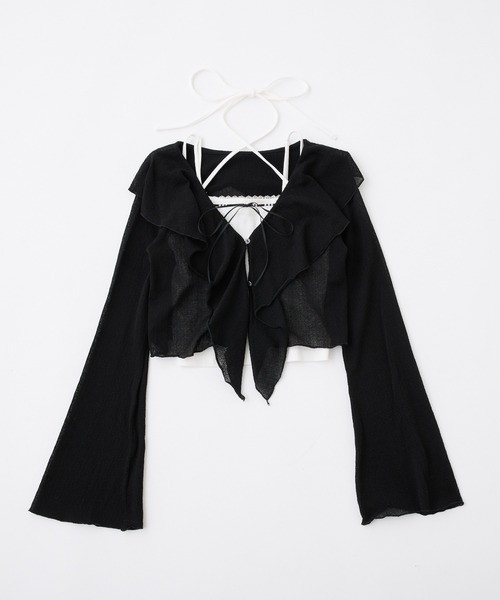 one after another NICE CLAUP（ワンアフターアナザーナイスクラップ）の「キャミ付きフリルカーディガン（アンサンブル・レディース・オフホワイト/ブラック/ピンク/ホワイト系その他・FREE）」の20枚目の写真