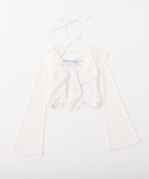 one after another NICE CLAUP（ワンアフターアナザーナイスクラップ）の「キャミ付きフリルカーディガン（アンサンブル・レディース・オフホワイト/ブラック/ピンク/ホワイト系その他・FREE）」の22枚目の写真