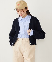 SHIPS Colors:〈手洗い可能〉Vネック パールモチーフボタン カーディガン