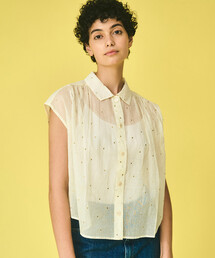 INDIA INDUSTRY | コットンオーガンジー 刺繍シャツ WOMEN