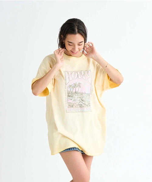ROXY（ロキシー）の「SURFING HORIZONS /ロキシーオーバーサイズシルエット半袖Tシャツ（Tシャツ/カットソー・レディース・イエロー/ホワイト/ブラック・MEDIUM/LARGE/SMALL）」の3枚目の写真