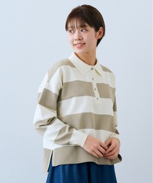 IEDIT（イディット）の「ＩＥＤＩＴ　マシンウォッシャブルがうれしい　きれいめバウンシー素材のボーダーポロニット（ニット/セーター）」