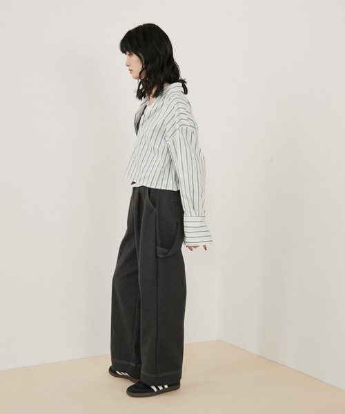 MERLOT(メルロー)の「【動画あり】マルチストライプショートスキッパーシャツ(シャツ/ブラウス・レディース・ブルー/ベージュ・FREE)」の7枚目の写真