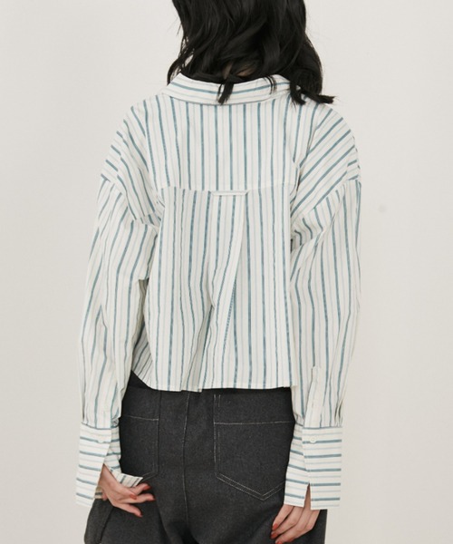 MERLOT(メルロー)の「【動画あり】マルチストライプショートスキッパーシャツ(シャツ/ブラウス・レディース・ブルー/ベージュ・FREE)」の16枚目の写真