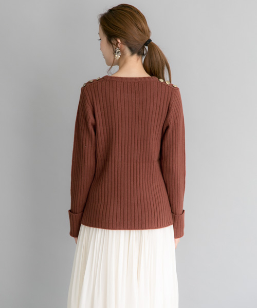 URBAN RESEARCH（アーバンリサーチ）の「UR 肩釦リブニットプルオーバー（ニット/セーター・レディース・ブラウン/オフホワイト/グレー・FREE）」の10枚目の写真