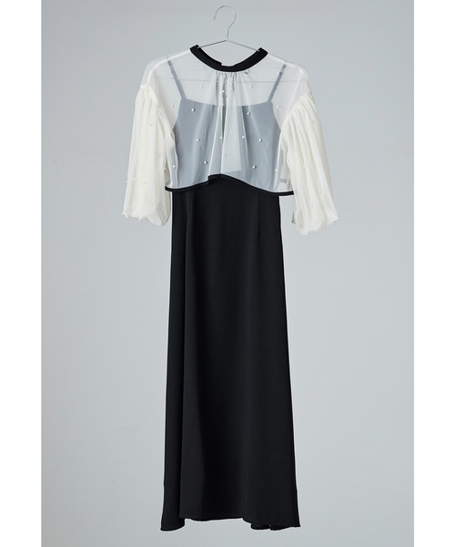 パールチュールボレロセットドレス キャミワンピース 2点セット リボン