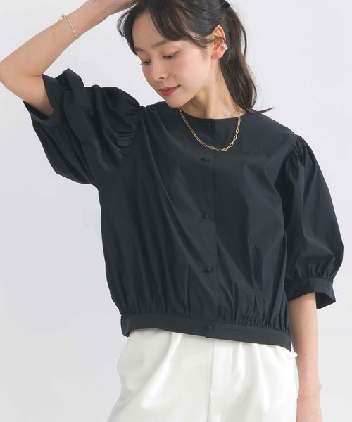 PICCIN(ピッチン)の「ノーカラーバルーンスリーブブラウス(シャツ/ブラウス・レディース・オフホワイト/ブラック/サックスブルー・M)」の21枚目の写真