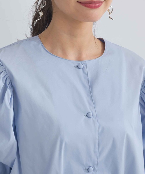 PICCIN(ピッチン)の「ノーカラーバルーンスリーブブラウス(シャツ/ブラウス・レディース・オフホワイト/ブラック/サックスブルー・M)」の15枚目の写真