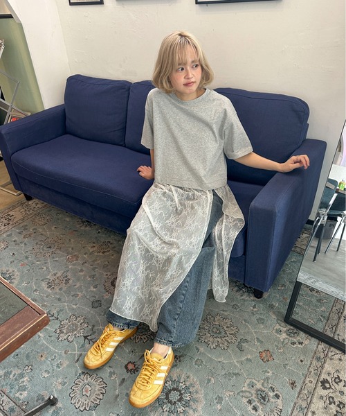 PILIT（ピリット）の「レース ドッキングワンピース（ワンピース・レディース・オフホワイト/杢グレー・MEDIUM）」の11枚目の写真