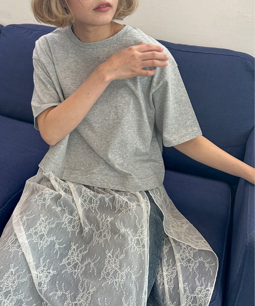 PILIT（ピリット）の「レース ドッキングワンピース（ワンピース・レディース・オフホワイト/杢グレー・MEDIUM）」の12枚目の写真