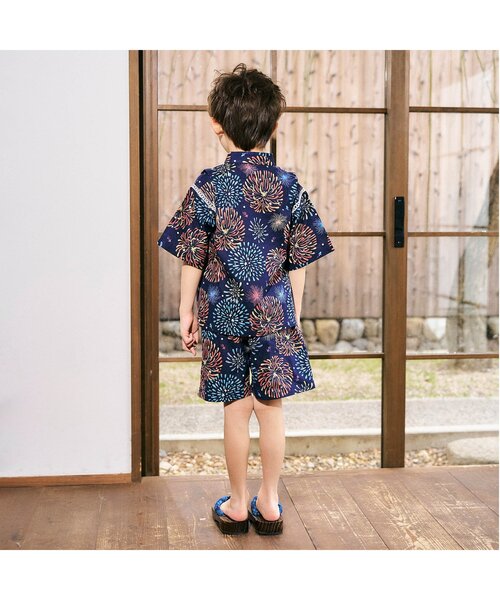 apres les cours（アプレレクール）の「【リンク】アプレのはんなりBOYS甚平（浴衣・キッズ・アイボリー/サックスブルー/ネイビー/ライトインディゴブルー/キナリ・80/130/120/110/100/90）」の20枚目の写真