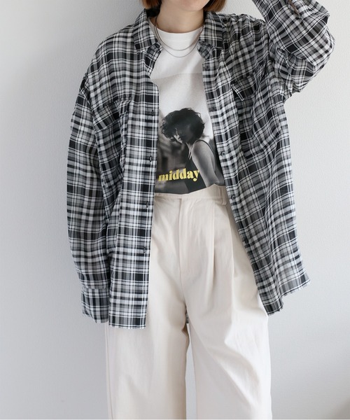 cepo(セポ)の「シアーチェックオーバーシャツ(シャツ/ブラウス・レディース・ブラック系その他/ベージュ系その他・M)」の1枚目の写真