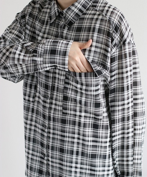 cepo(セポ)の「シアーチェックオーバーシャツ(シャツ/ブラウス・レディース・ブラック系その他/ベージュ系その他・M)」の10枚目の写真