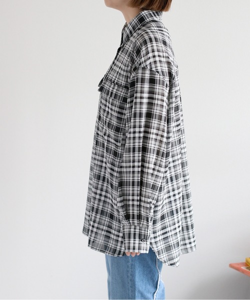 cepo(セポ)の「シアーチェックオーバーシャツ(シャツ/ブラウス・レディース・ブラック系その他/ベージュ系その他・M)」の11枚目の写真