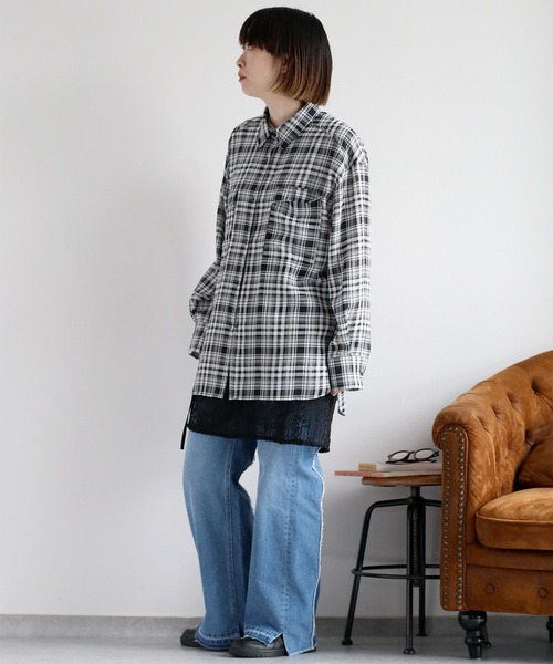 cepo(セポ)の「シアーチェックオーバーシャツ(シャツ/ブラウス・レディース・ブラック系その他/ベージュ系その他・M)」の8枚目の写真