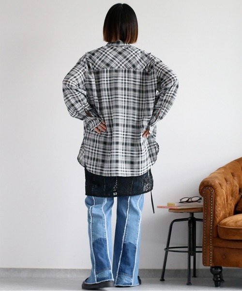 cepo(セポ)の「シアーチェックオーバーシャツ(シャツ/ブラウス・レディース・ブラック系その他/ベージュ系その他・M)」の7枚目の写真