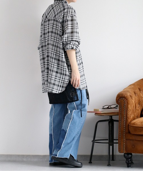 cepo(セポ)の「シアーチェックオーバーシャツ(シャツ/ブラウス・レディース・ブラック系その他/ベージュ系その他・M)」の5枚目の写真