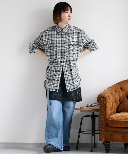 cepo(セポ)の「シアーチェックオーバーシャツ(シャツ/ブラウス・レディース・ブラック系その他/ベージュ系その他・M)」の6枚目の写真