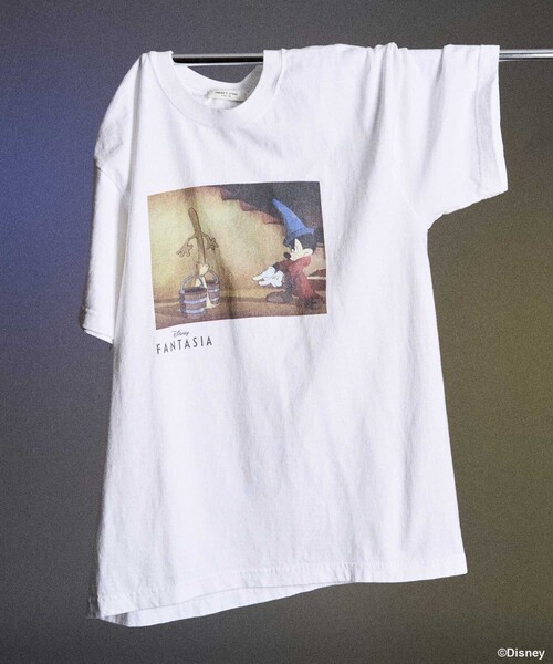 tシャツ 「DISNEY FANTASIA」 ボックスモノクロフロントプリント Tシャツ/ディズニー/ファンタジア/ミッキーマウス レディース FREAK'S STORE tシャツ 「DISNEY FANTASIA」 ボックスモノクロ