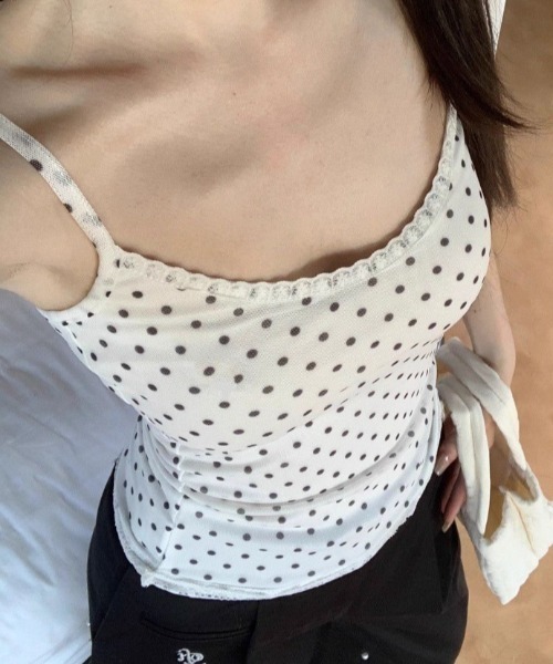 Mejoul(メジュール)の「ドット柄キャミソール(キャミソール・レディース・ホワイト/ブラック・F)」の10枚目の写真