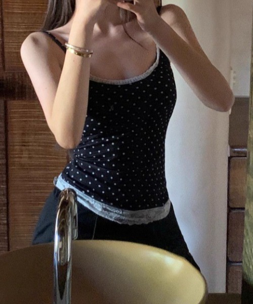 Mejoul(メジュール)の「ドット柄キャミソール(キャミソール・レディース・ホワイト/ブラック・F)」の18枚目の写真