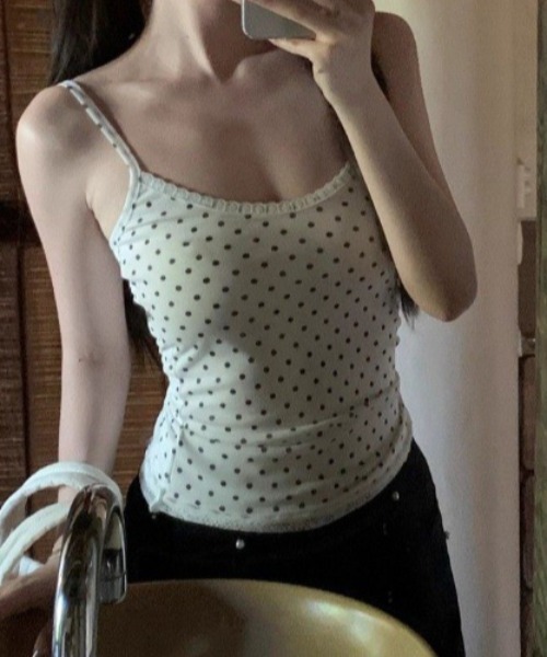 Mejoul(メジュール)の「ドット柄キャミソール(キャミソール・レディース・ホワイト/ブラック・F)」の7枚目の写真
