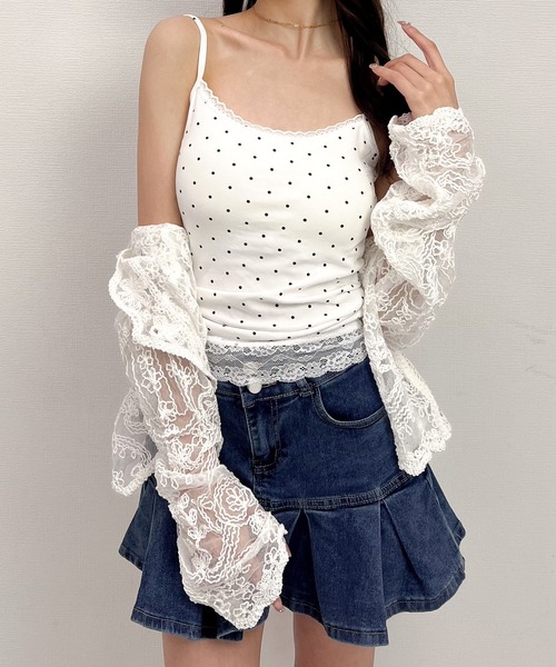 Mejoul(メジュール)の「ドット柄キャミソール(キャミソール・レディース・ホワイト/ブラック・F)」の21枚目の写真