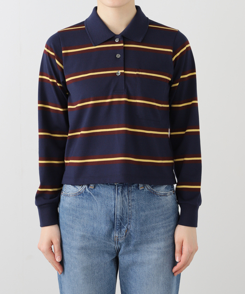 INSCRIRE/アンスクリア Border Short Polo Shirt ポロシャツ